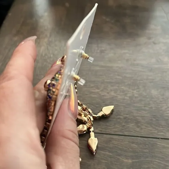 New Sphere Multi Rainbow Chandelier Dangle Arrow Fringe Sterling Silver Earrings - Picture 8 of 10